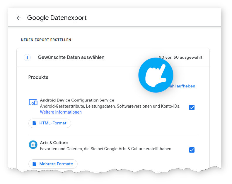 Google Takeout: only export what you need