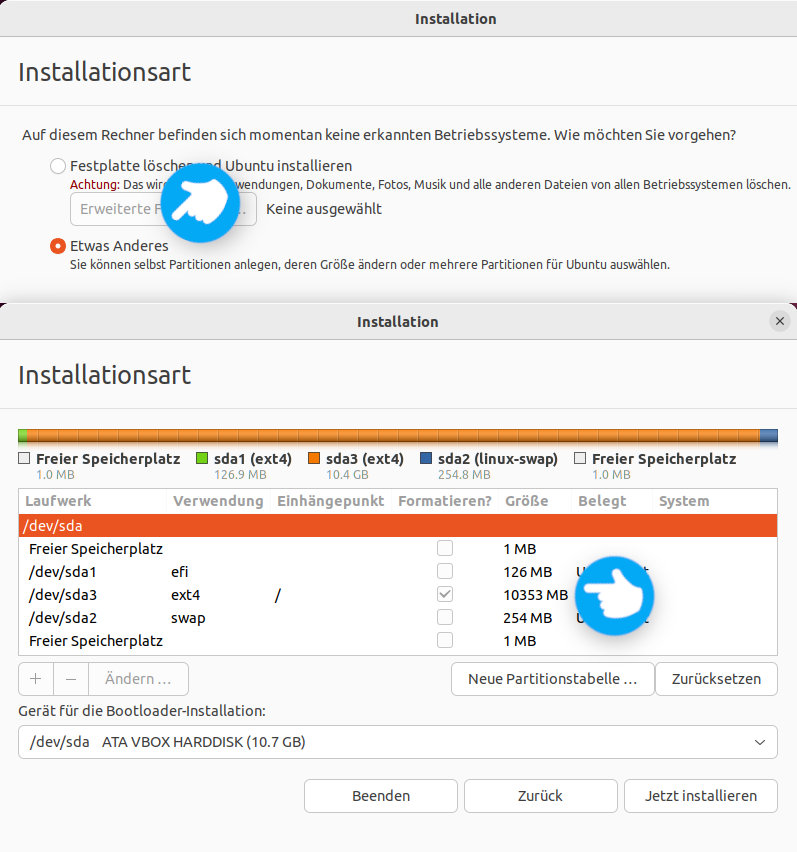 Ubuntu: Installationsart wählen
